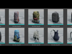 Bag Backpack Collection 3D Model