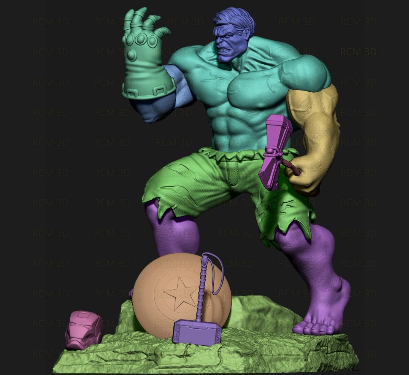 Hulk Statue 3D Print Model .c4d .max .obj .3ds .fbx .stl .blend 