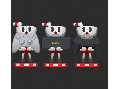 Cuphead cellphone and joystick holder Modelo de Impressão 3D