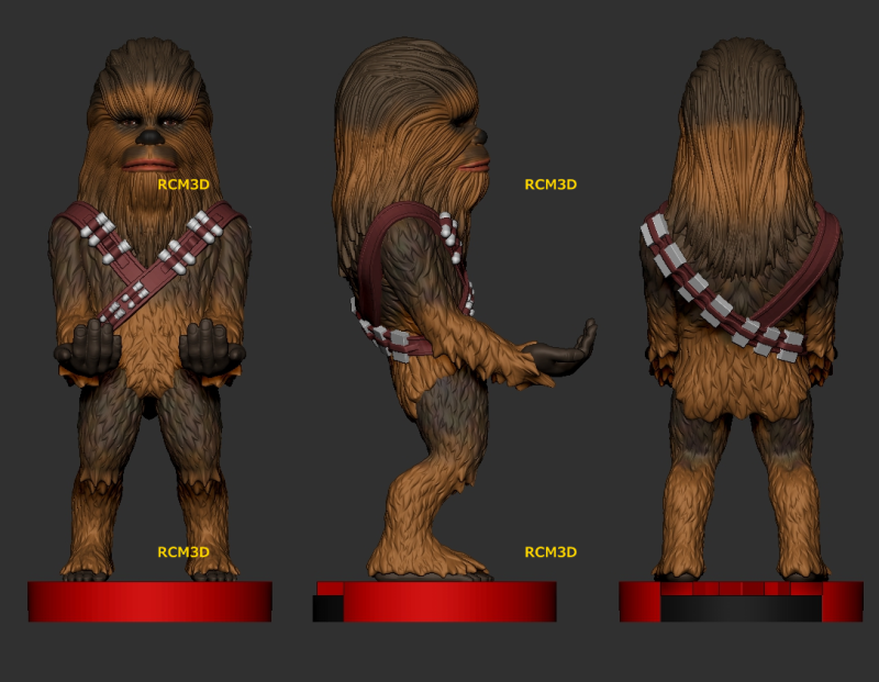 Star Wars Chewbacca joystick and cellphone holder Model do druku 3D .c4d .max .obj .3ds .fbx .stl .blend 