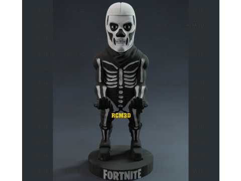 Skull trooper Fortinite cellphone and joystick holder Model Cetak 3D
