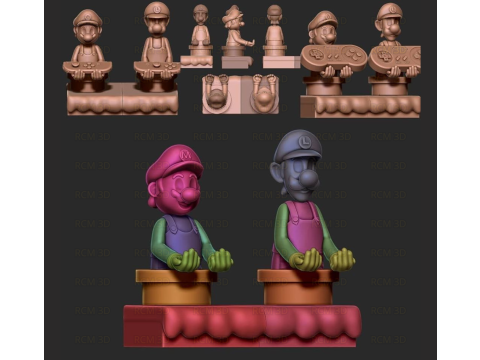 Mario and Luigi Joystick 3D 프린트 모델