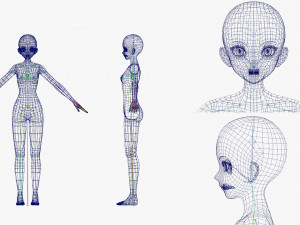 Anime Female Base model V1 3D Model