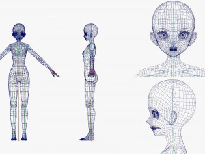 Anime Female Base model V1 3D Model