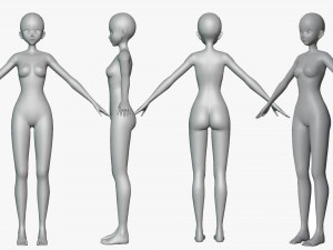 Anime Female Base model V1 3D Model