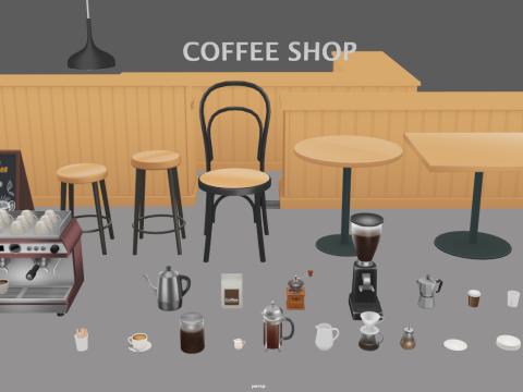 3D Coffee Equipment Anime Style Collection Low-poly 3Dモデル