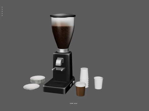 3D Coffee Equipment Anime Style Collection Low-poly 3D Model