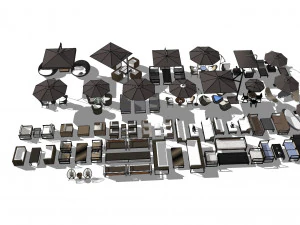 Коллекция уличной мебели 3D Модель