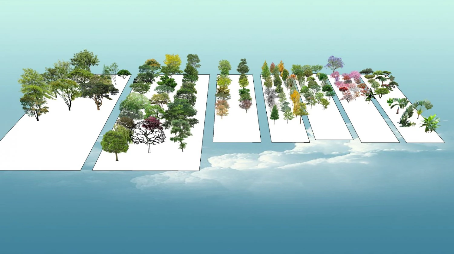 Trees collection 3D Model .c4d .max .obj .3ds .fbx .stl .blend 