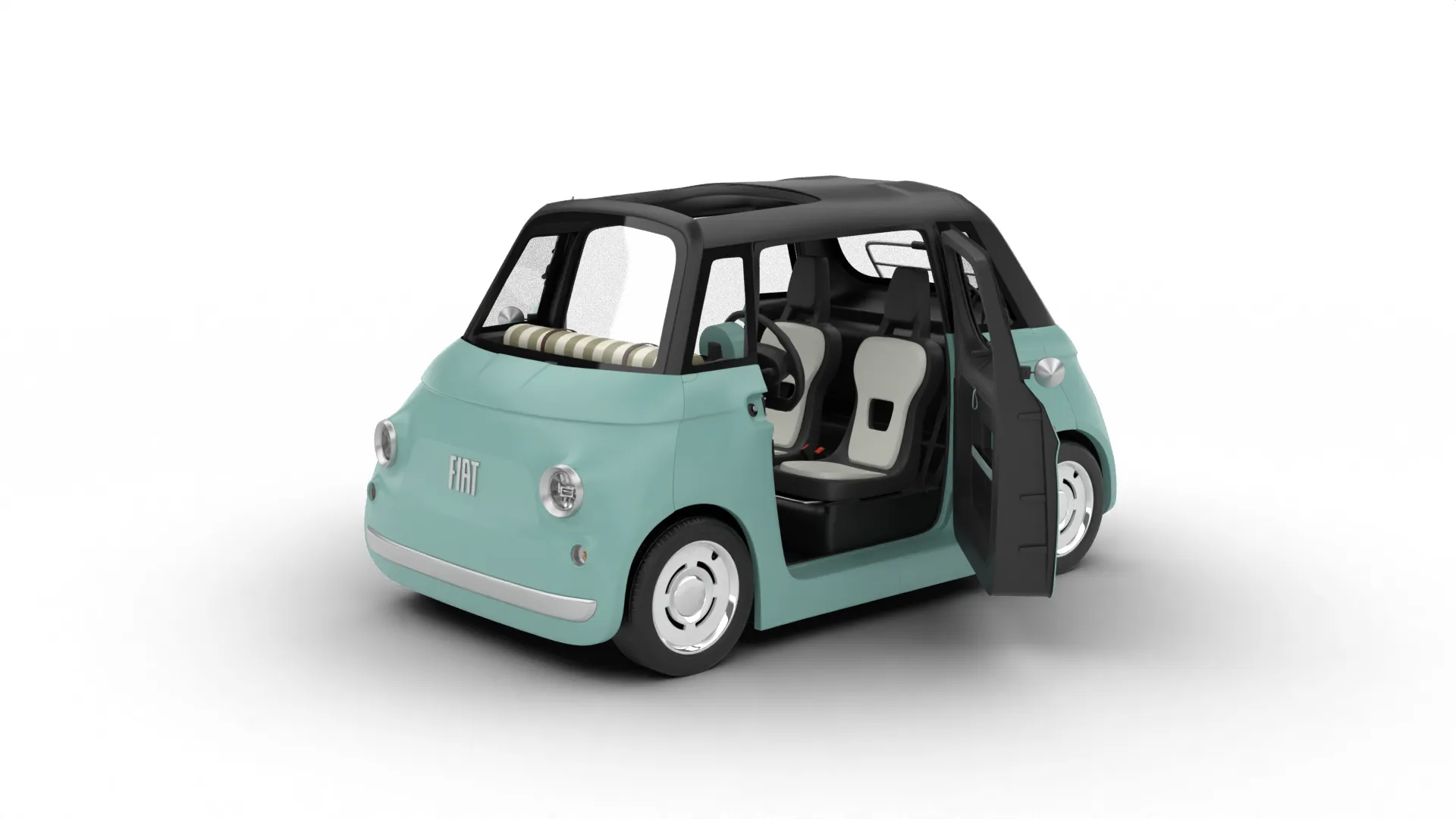 Fiat Topolino 2024 HQ interior 3D Model .c4d .max .obj .3ds .fbx .stl .blend