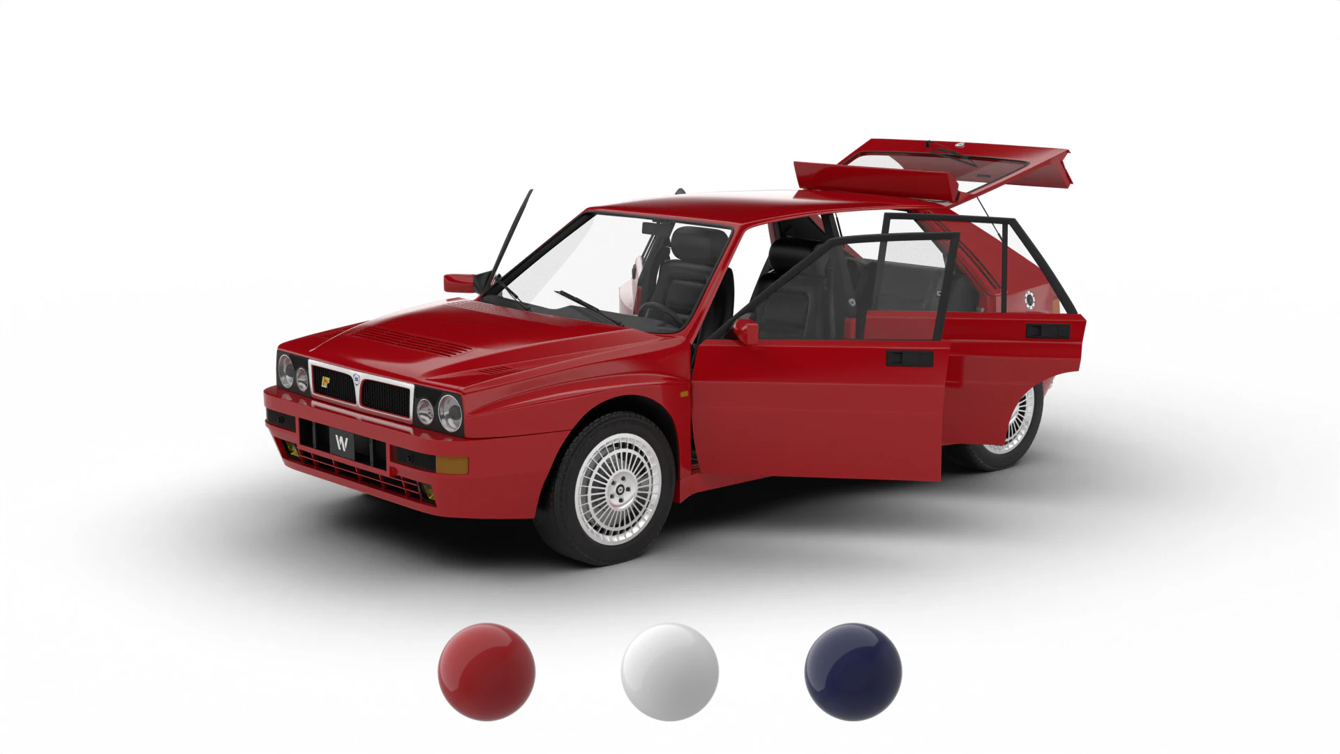 Lancia Delta HF Integrale Evoluzione 1 1987 HQ 3D Model .c4d .max .obj .3ds .fbx .stl .blend 