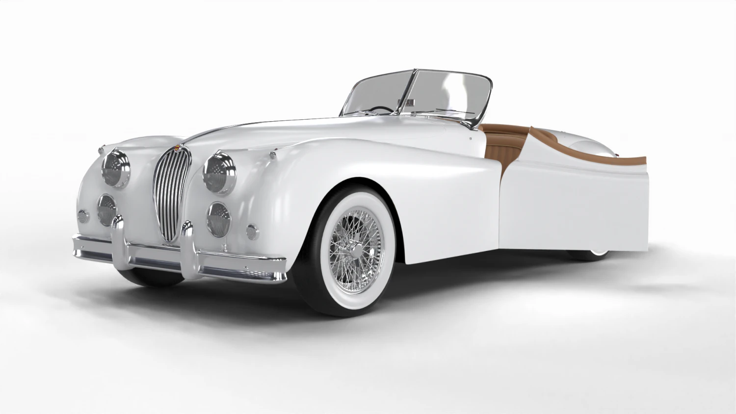 Jaguar XK140 1954 HQ interior 3D Model .c4d .max .obj .3ds .fbx .stl .blend 