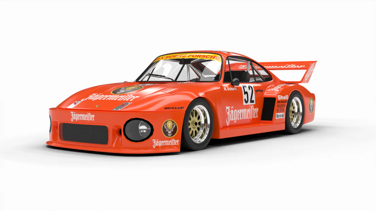 Porsche 93577 1977 52 Jagermeister Racing 3D Model .c4d .max .obj .3ds .fbx .stl .blend