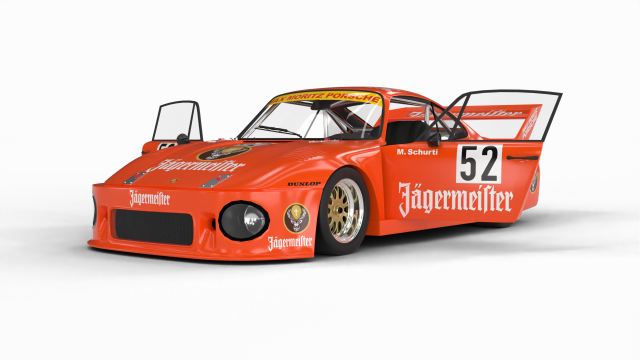 Porsche 935 77 1977 52 Jagermeister Racing HQ interior Modèle 3D .c4d .max .obj .3ds .fbx .stl .blend 