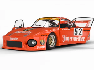 Porsche 935 77 1977 52 Jagermeister Racing HQ iç mekanı 3D Model