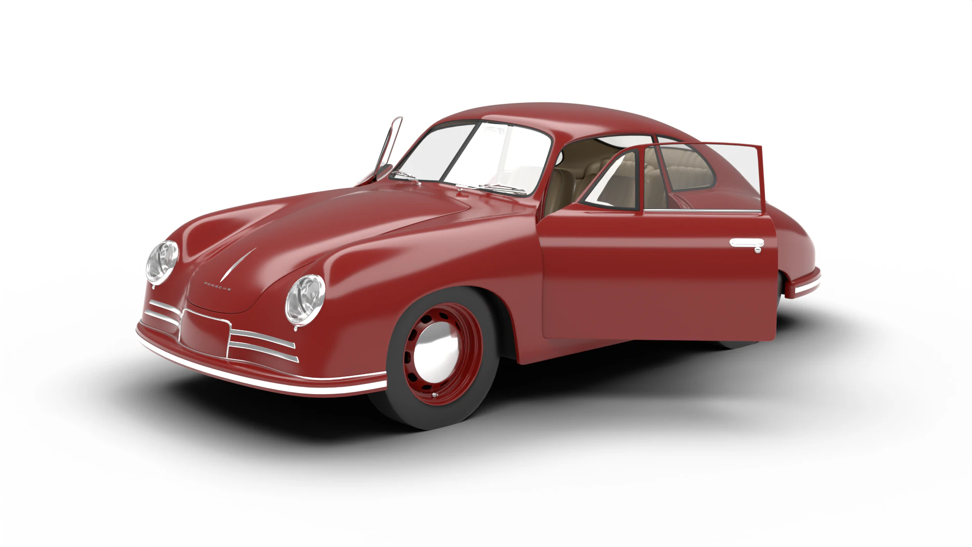 Porsche 356-2 Coupe 1948 HQ 3D Model .c4d .max .obj .3ds .fbx .stl .blend 