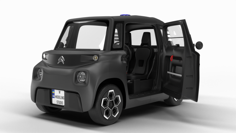 Citroen Ami 2020 Police HQ interior Model 3D .c4d .max .obj .3ds .fbx .stl .blend 