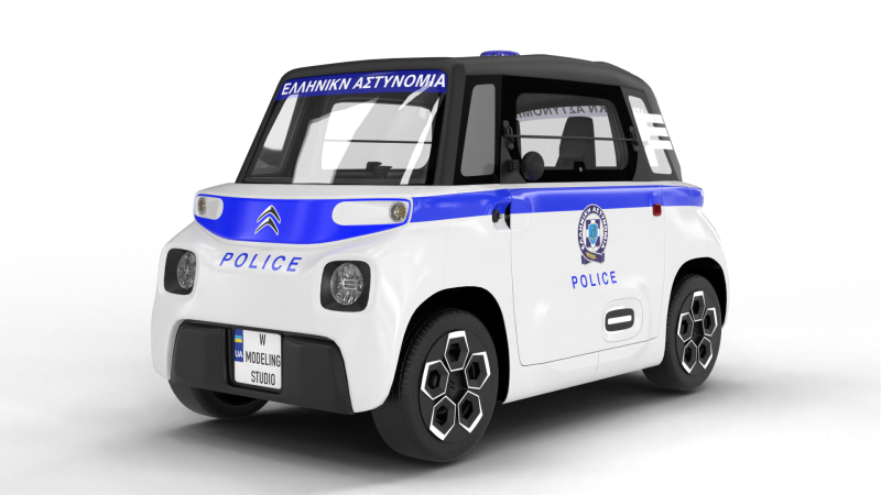 Citroen Ami 2020 Police 3D Модель .c4d .max .obj .3ds .fbx .stl .blend 