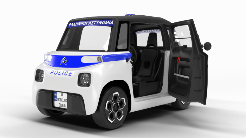 Citroen Ami 2020 Police HQ interior Model 3D .c4d .max .obj .3ds .fbx .stl .blend 