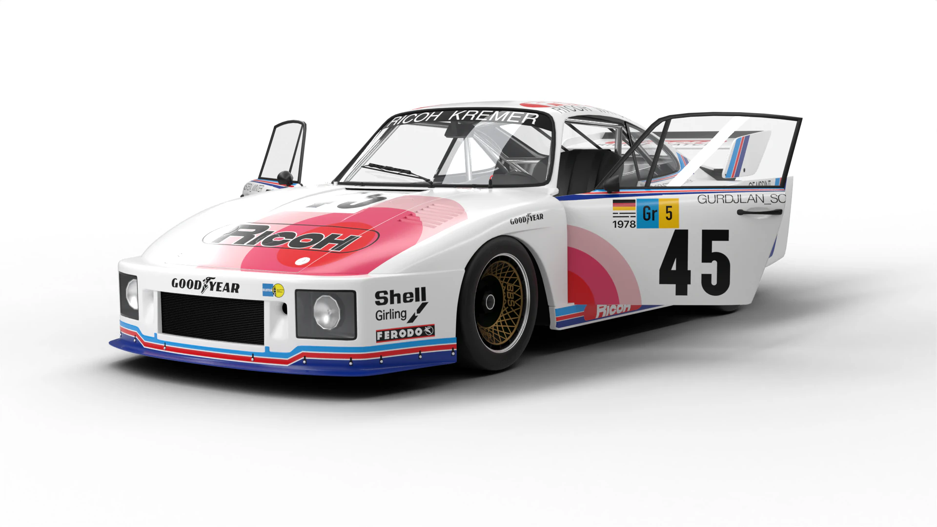 Porsche 935 K2 1978 Le Mans Racing HQ interior 3D Model .c4d .max .obj .3ds .fbx .stl .blend 
