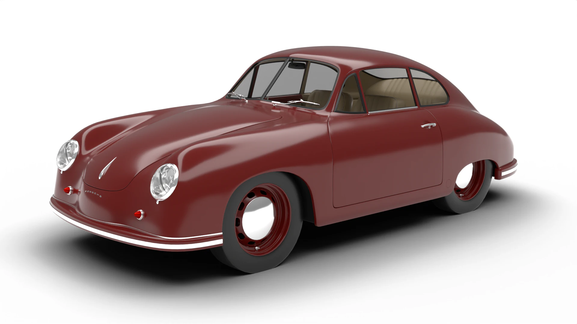 Porsche 356 1300 1952 3D Model .c4d .max .obj .3ds .fbx .stl .blend