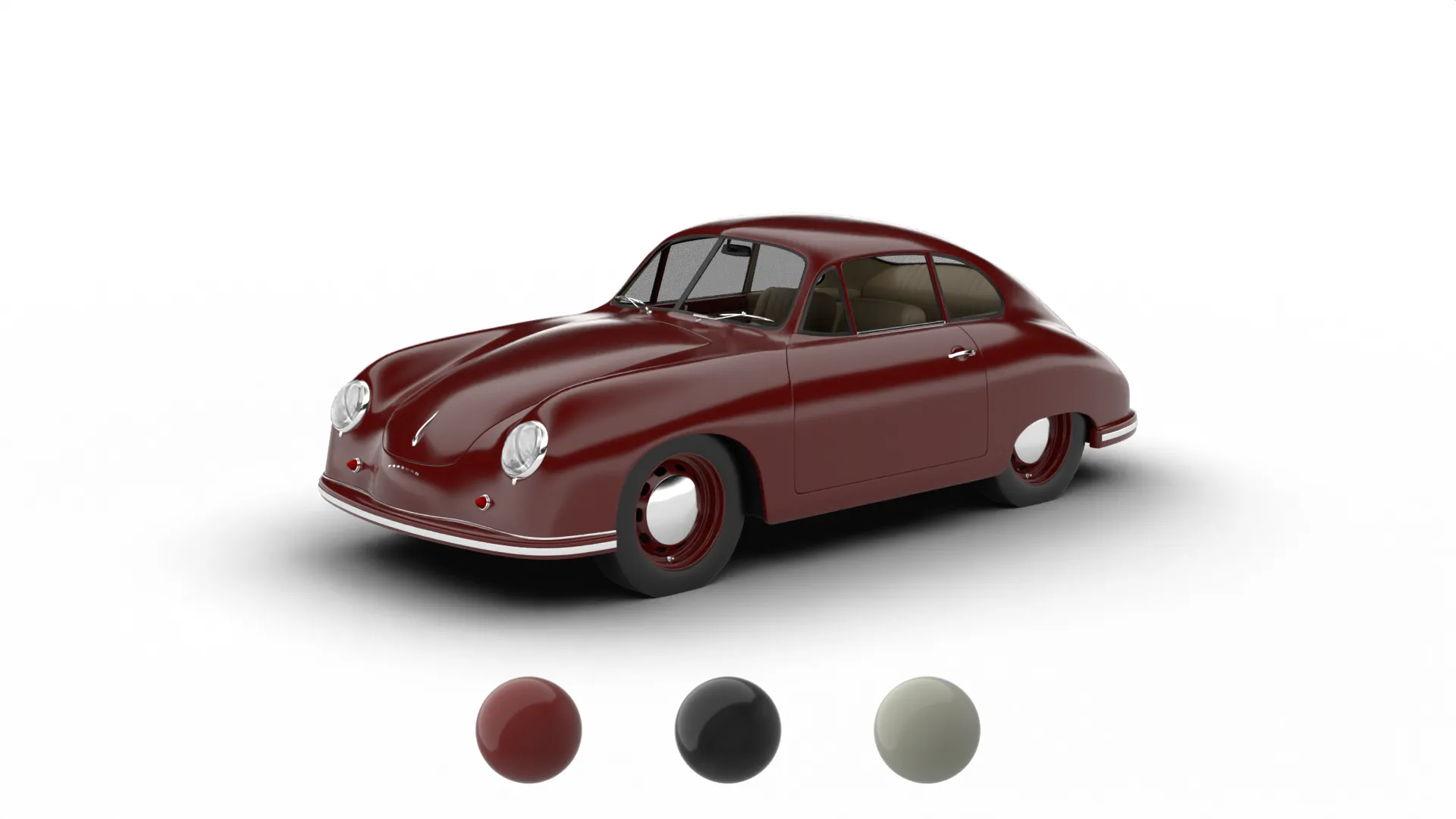 Porsche 356 1300 1952 3D Model .c4d .max .obj .3ds .fbx .stl .blend 