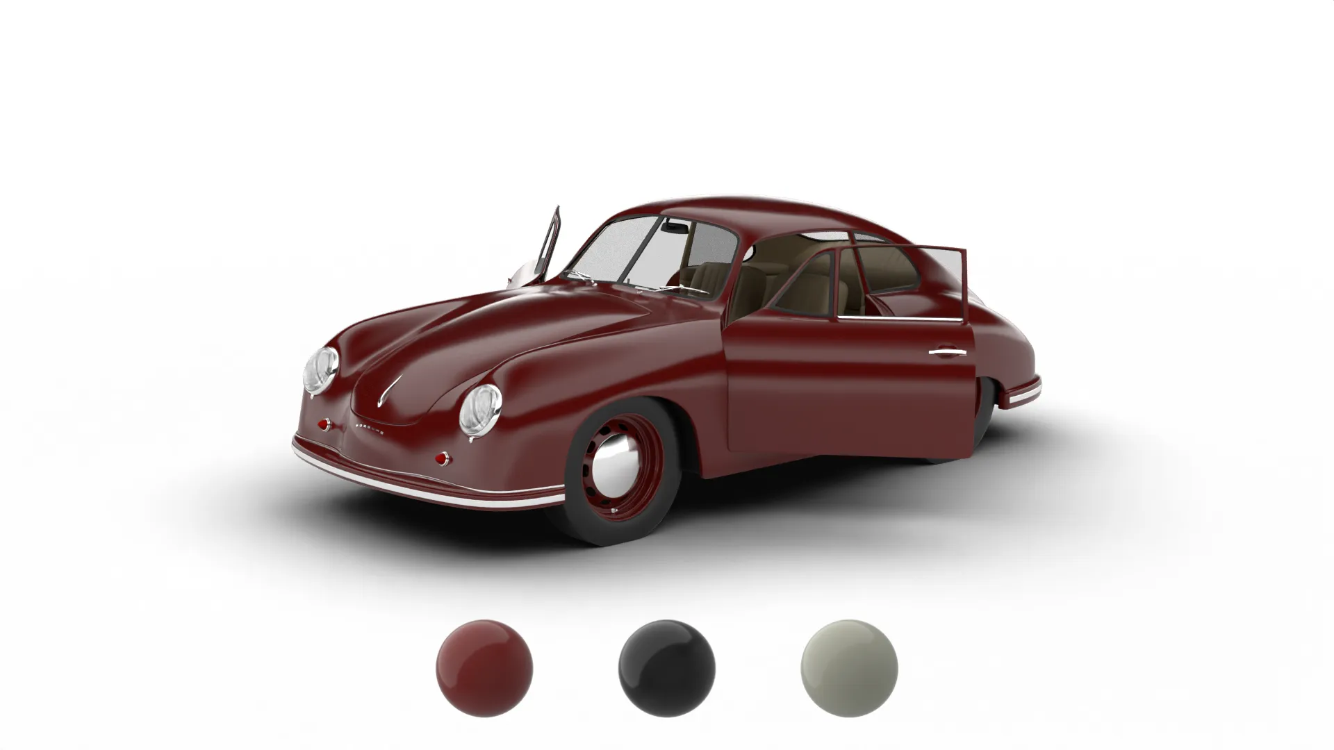 Porsche 356 1300 1952 HQ 3D Model .c4d .max .obj .3ds .fbx .stl .blend 