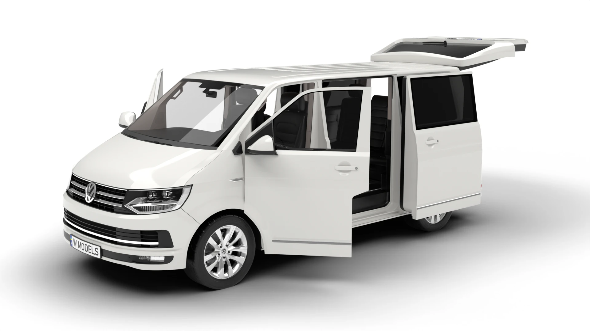 Volkswagen Tranporter T6 Multivan 2019 HQ 3D Model .c4d .max .obj .3ds .fbx .stl .blend