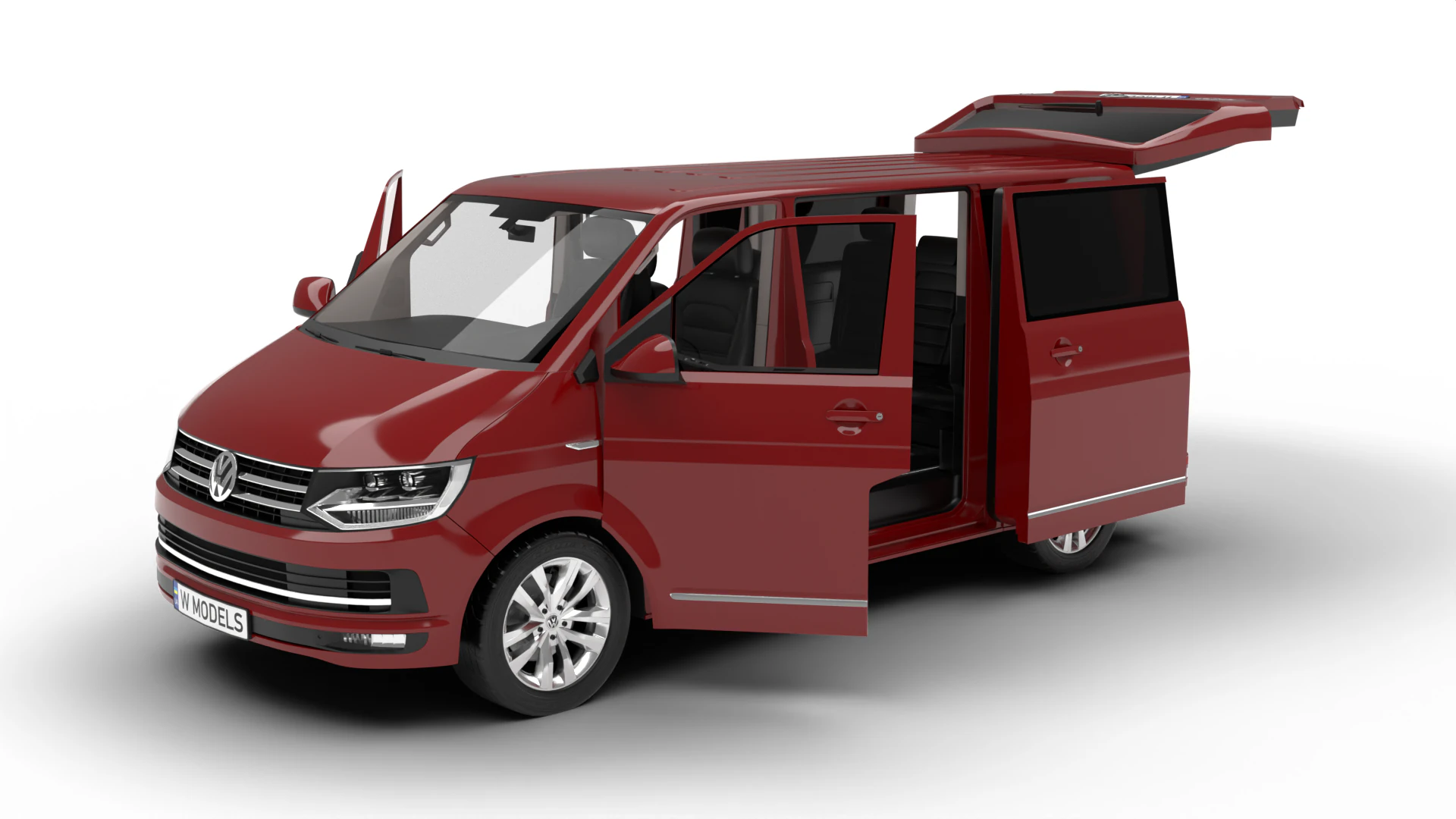 Volkswagen Transporter T6 Multivan 2019 HQ Modelo 3D .c4d .max .obj .3ds .fbx .stl .blend 