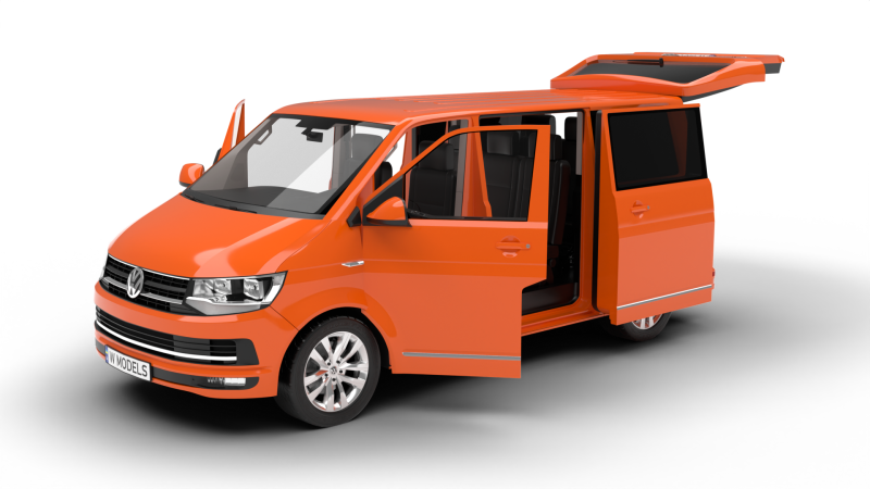 Volkswagen T6 Transporter 2019 HQ 3D Model .c4d .max .obj .3ds .fbx .stl .blend