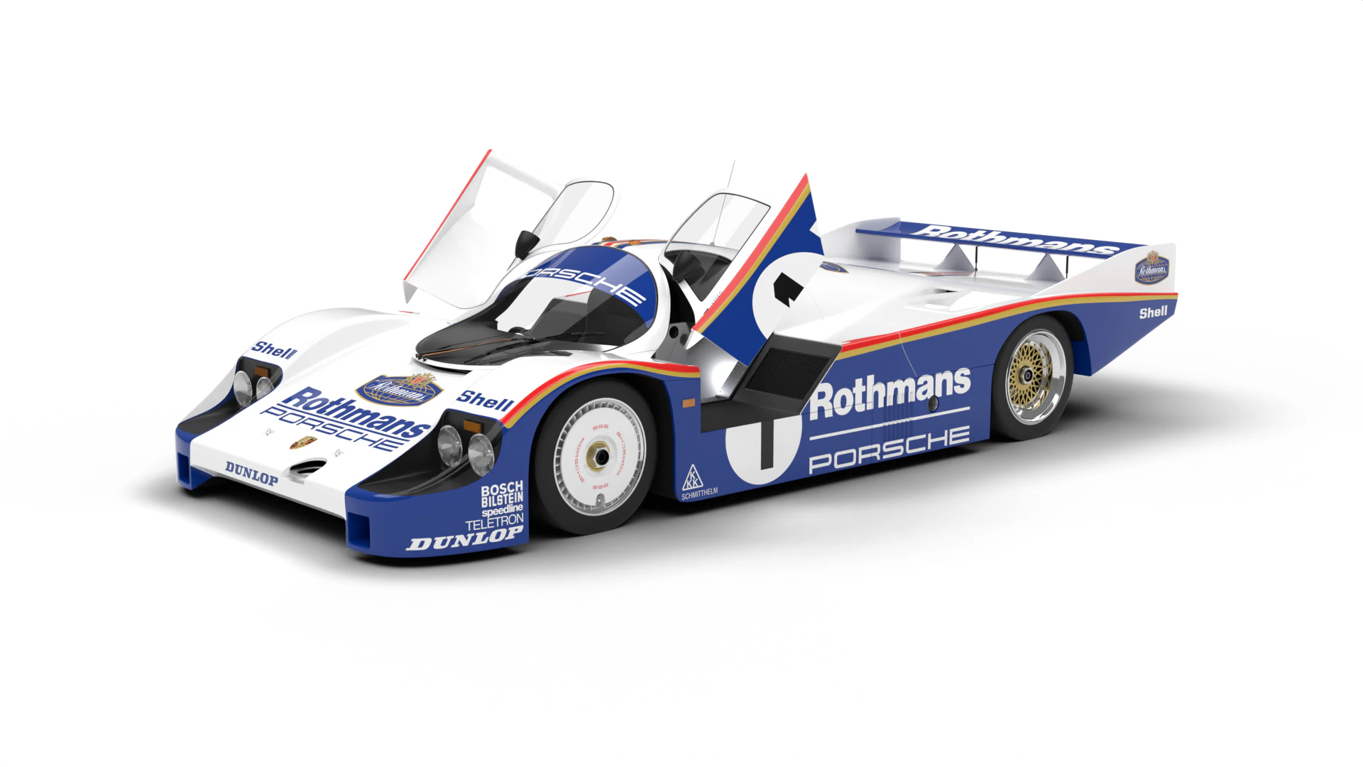 Porsche 956 Grupo C 1982 Rothmans Racing HQ Modelo 3D .c4d .max .obj .3ds .fbx .stl .blend 