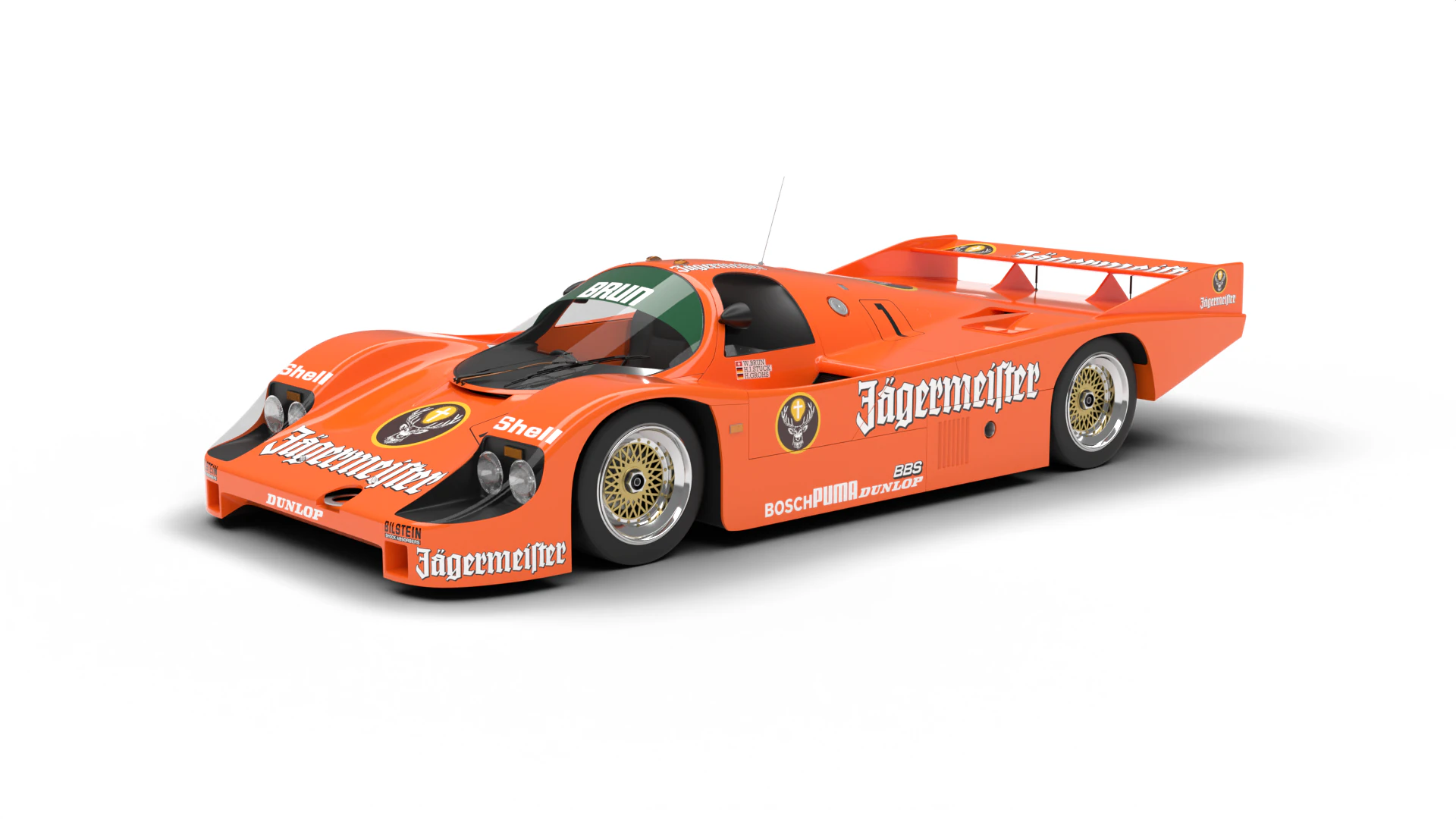 Porsche 956 Grupo C Brun Motorsport 1982 Jagermeister Racing Modelo 3D .c4d .max .obj .3ds .fbx .stl .blend 