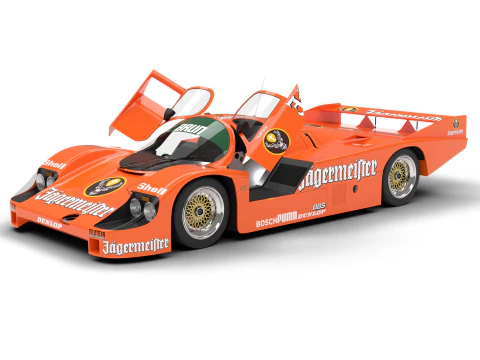 Porsche 956 Grupo C Brun Motorsport 1982 Jagermeister Racing HQ Modelo 3D