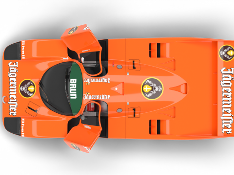 Porsche 956 Group C Brun Motorsport 1982 Jagermeister Racing HQ 3D 模型