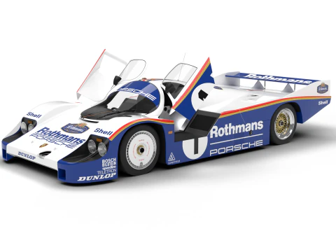 Pack Porsche 956 cars HQ interior 3D Model