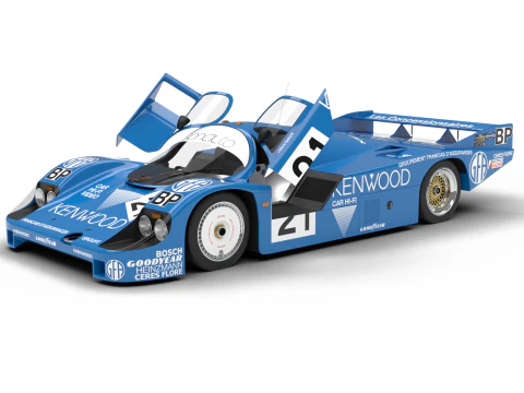 Pack Porsche 956 cars HQ interior 3D Model