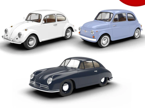 पुरानी कारों का पैक 1945-1965 मुख्यालय इंटीरियर 3D मॉडल