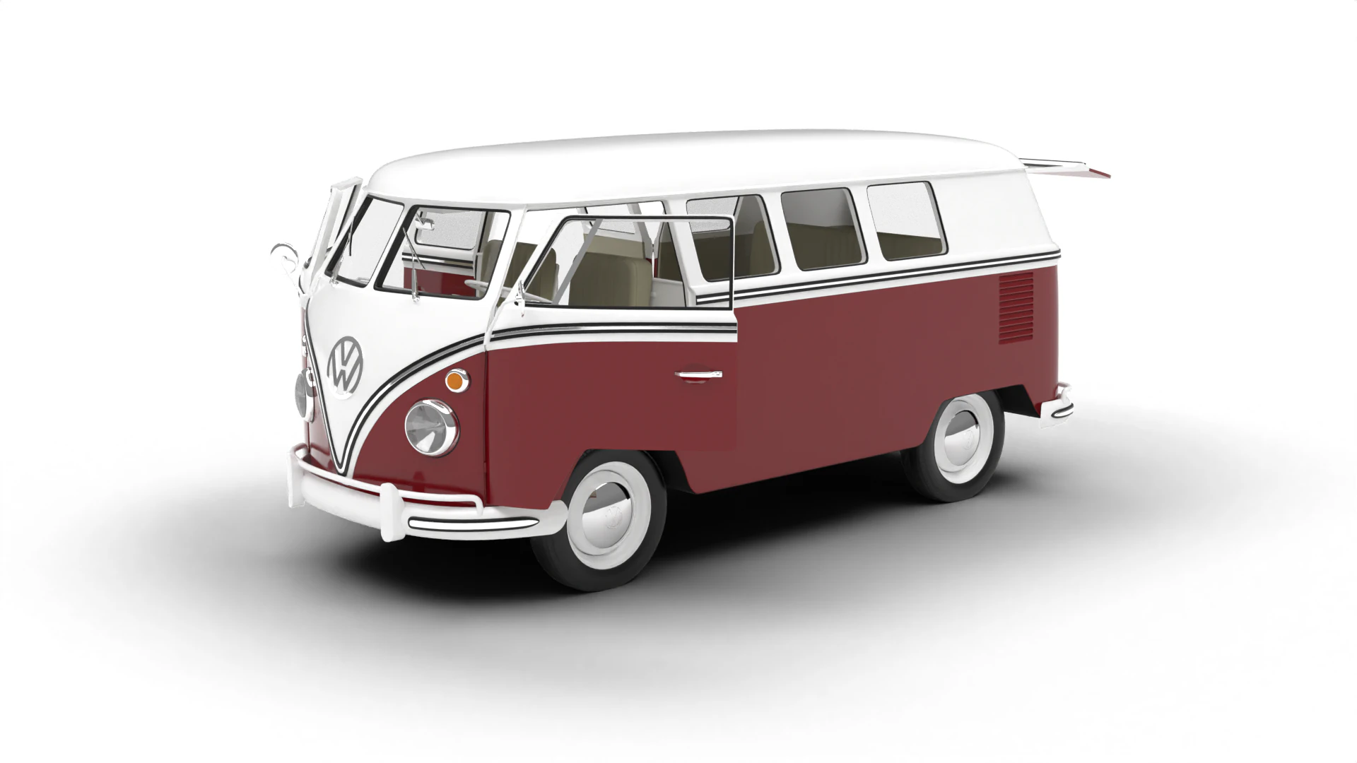 Volkswagen T1 Combi 1950 HQ 3D Model .c4d .max .obj .3ds .fbx .stl .blend 