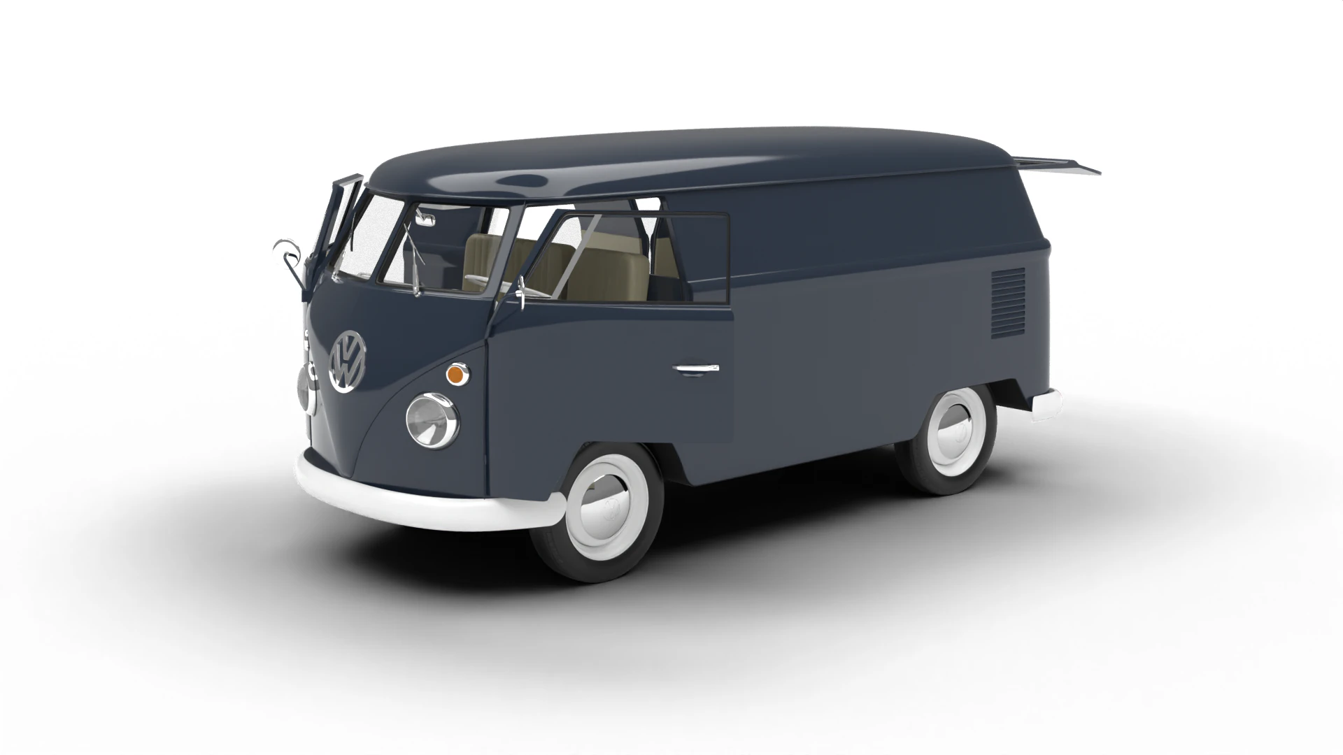 Volkswagen T1 Panel Van 1950 HQ 3D Model .c4d .max .obj .3ds .fbx .stl .blend