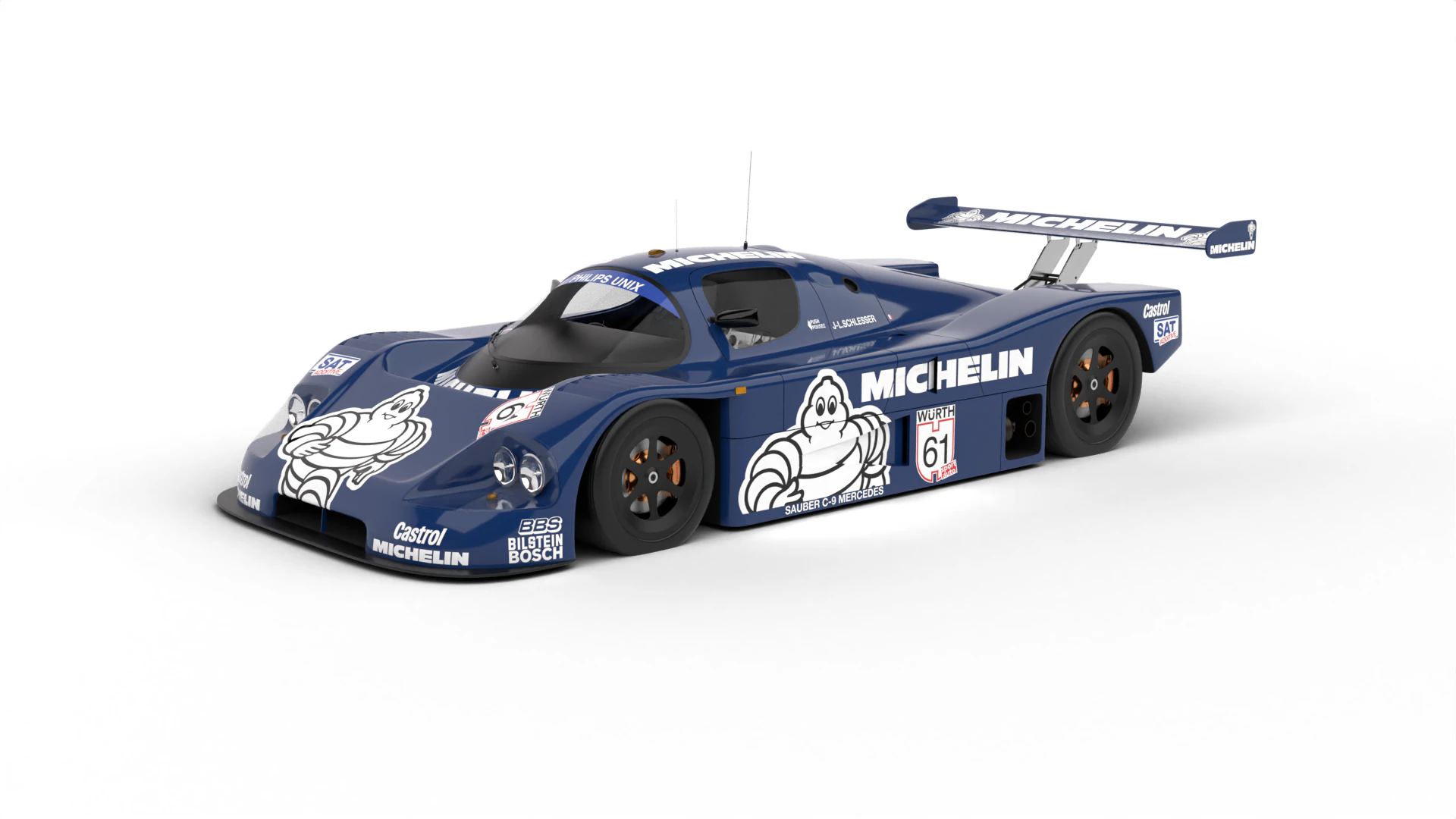Mercedes Benz C9 1987 Sauber Racing 3D Model .c4d .max .obj .3ds .fbx .stl .blend 