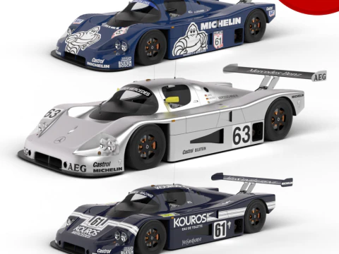 Пакет Mercedes-Benz Sauber C9 1987 HQ, интерьер 3D Модель