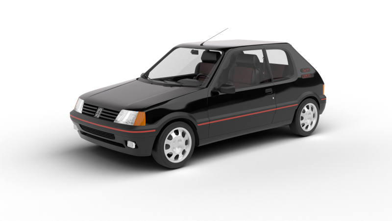 Peugeot 205 GTI 16 1992 3D Model .c4d .max .obj .3ds .fbx .stl .blend 
