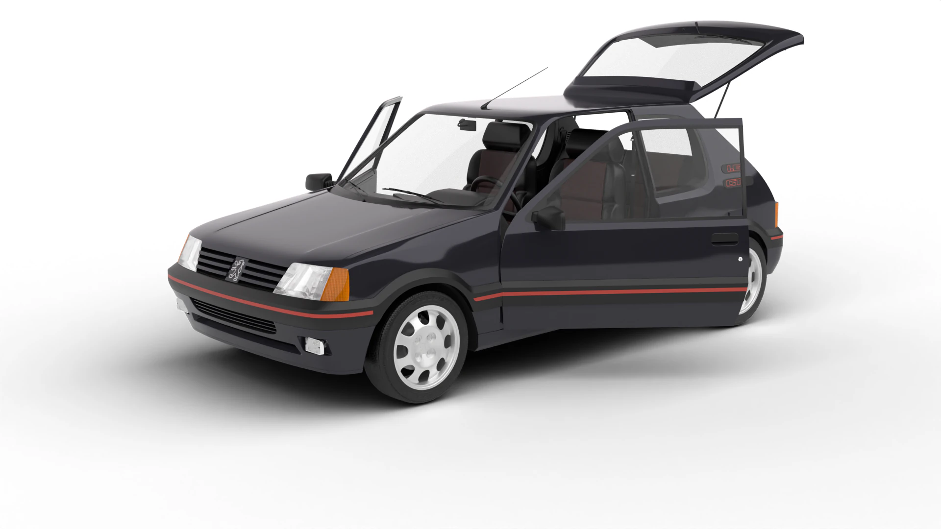 Peugeot 205 GTI 16 1992 Genel Merkez 3D Model .c4d .max .obj .3ds .fbx .stl .blend 