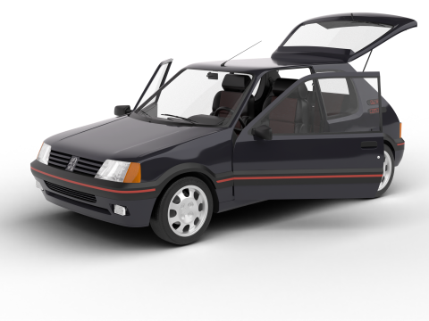 Peugeot 205 GTI 16 1992 HQ 3D Модель
