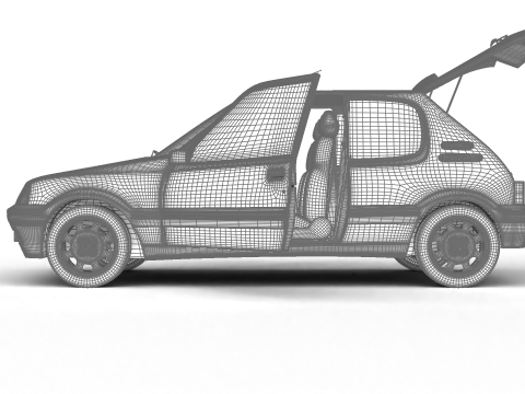 Peugeot 205 GTI 16 1992 HQ 3D Model