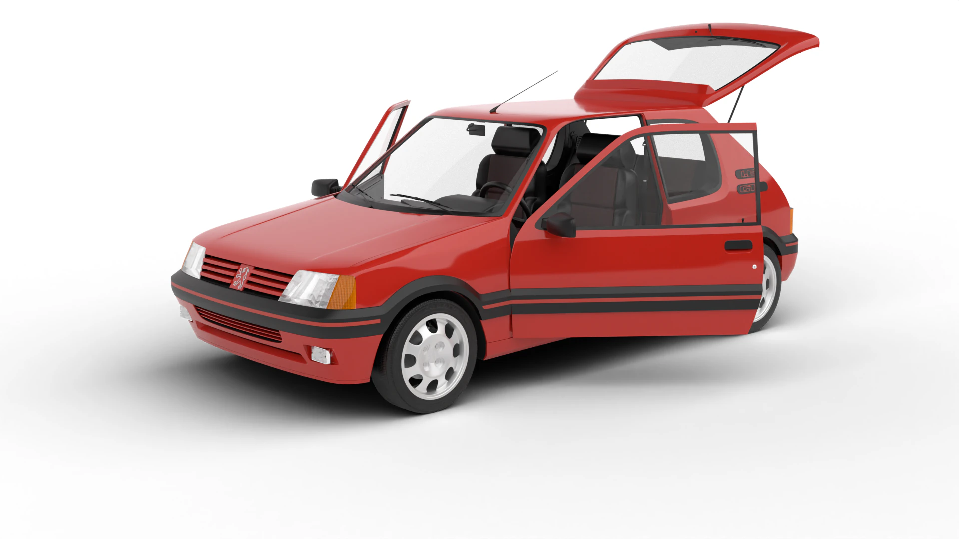 Peugeot 205 GTI 16 1992 Genel Merkez 3D Model .c4d .max .obj .3ds .fbx .stl .blend 