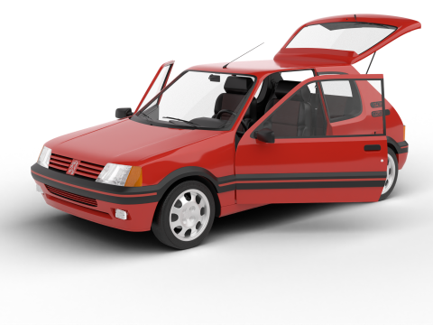 Peugeot 205 GTI 16 1992 HQ 3D Модель