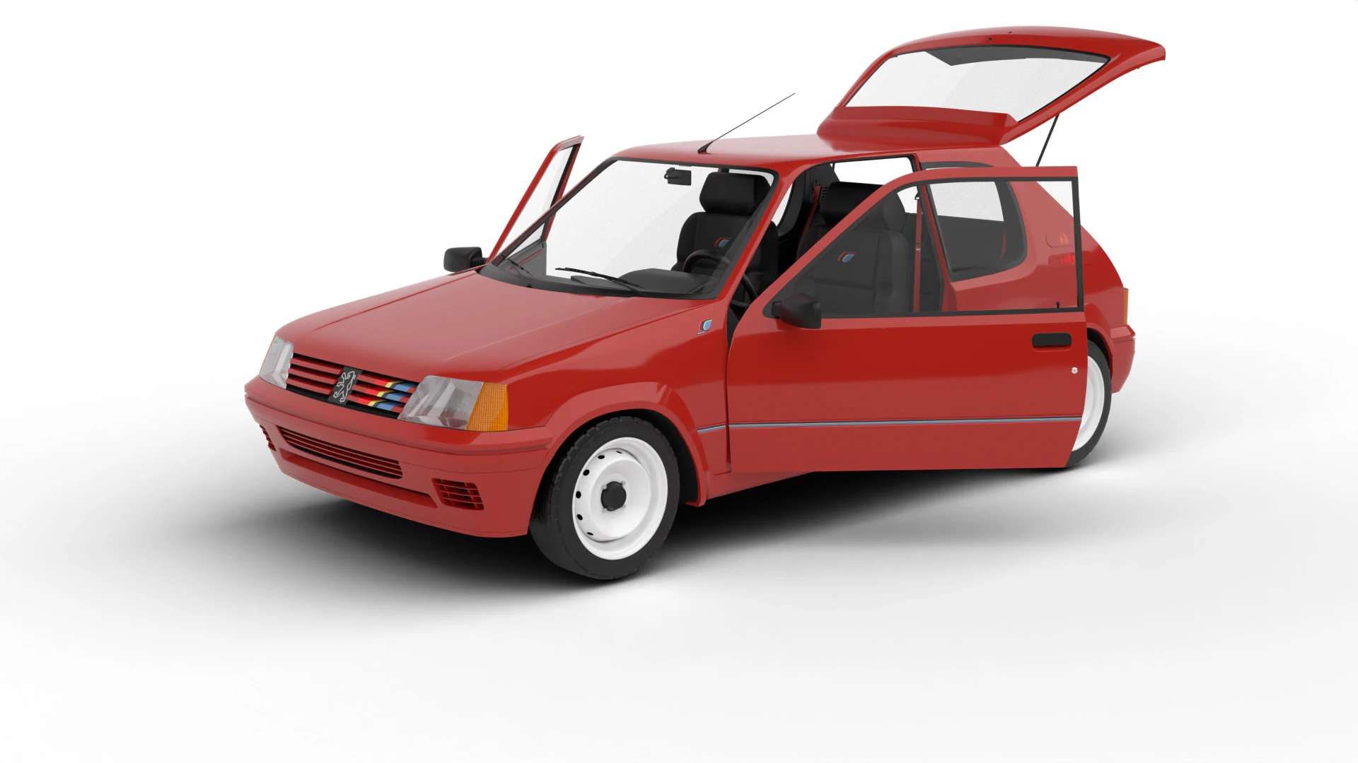 Peugeot 205 Rallye 13 1991 HQ Modelo 3D .c4d .max .obj .3ds .fbx .stl .blend 