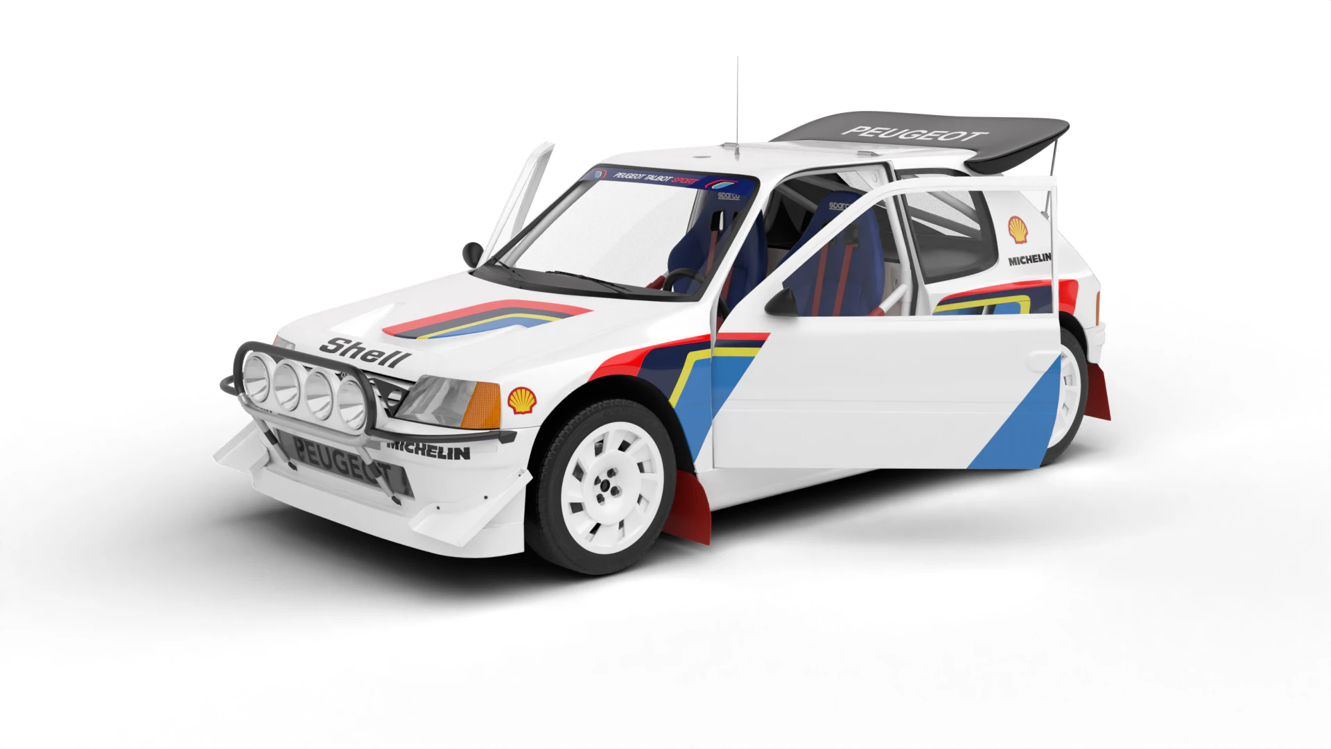 Peugeot 205 T16 Evo 2 Gruppo B 1986 HQ Modello 3D .c4d .max .obj .3ds .fbx .stl .blend 