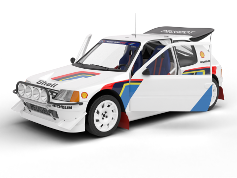 Peugeot 205 T16 Evo 2 Group B 1986 HQ 3D Model